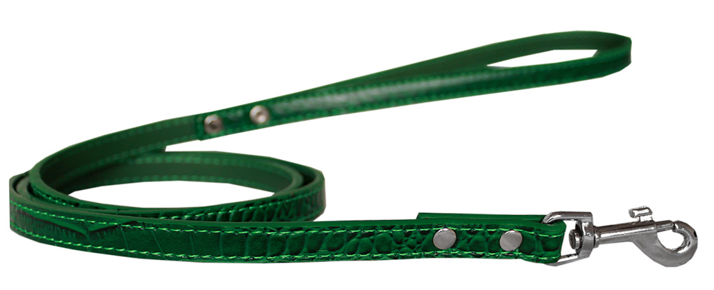 Plain Croc Leash Emerald Green 1/2'' wide x 4' long